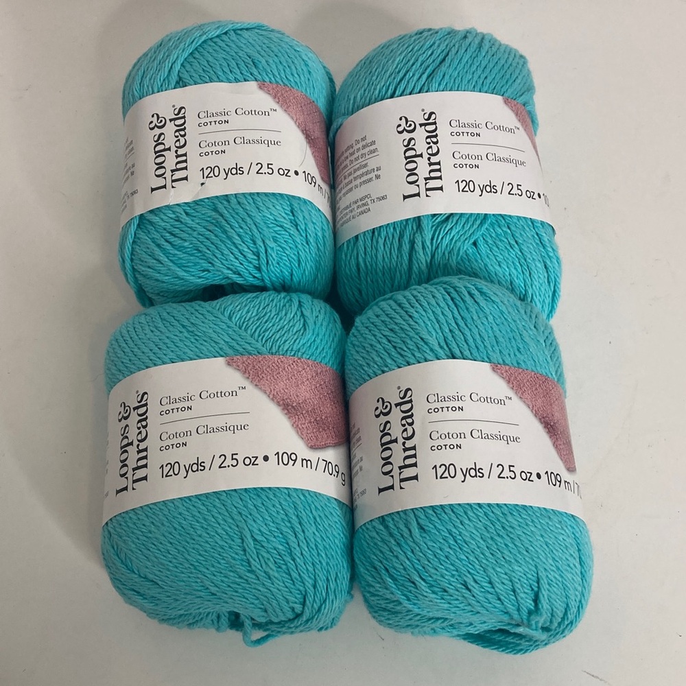 New Loops & Threads Classic Cotton Yarn Aqua Blue Medium 4 Weight